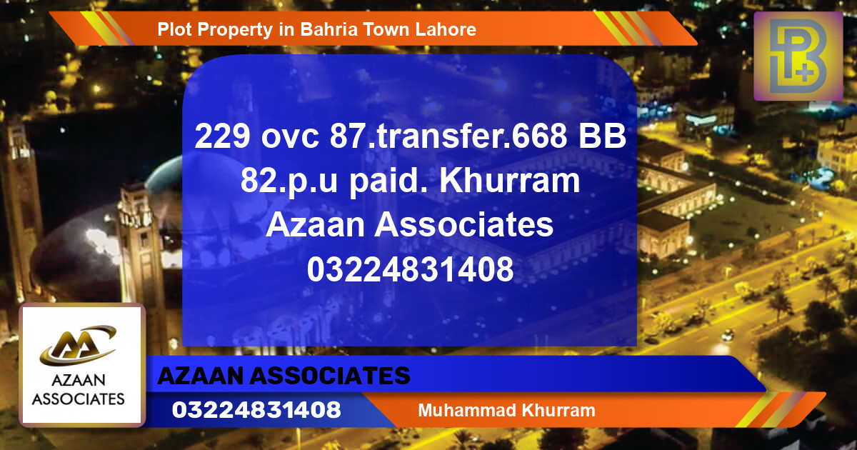 Residential Plot for Sale in Bahria Town, Lahore - (BP-49049)