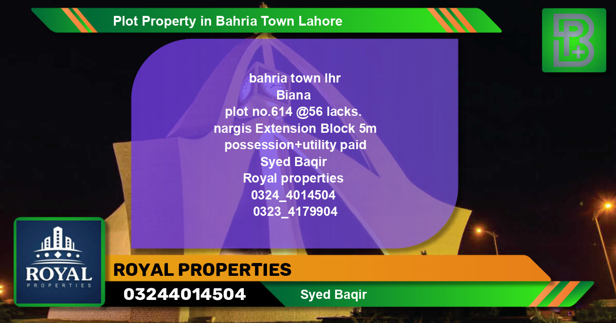 Residential Plot for Sale in Bahria Town, Lahore - (BP-49068)