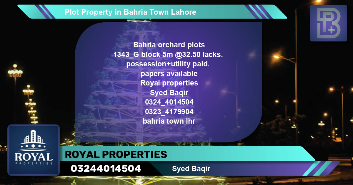 Residential Plot for Sale in Bahria Town, Lahore - (BP-49070)