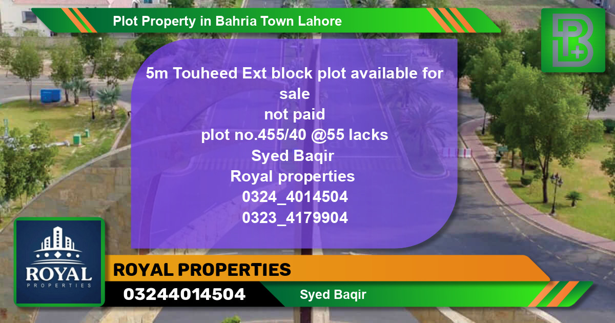 Residential Plot for Sale in Bahria Town, Lahore - (BP-49080)