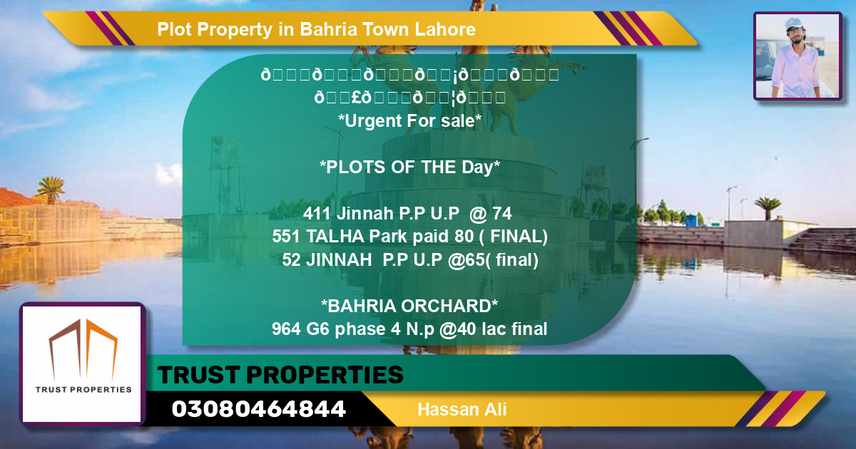 Residential Plot for Sale in Bahria Town, Lahore - (BP-49081)