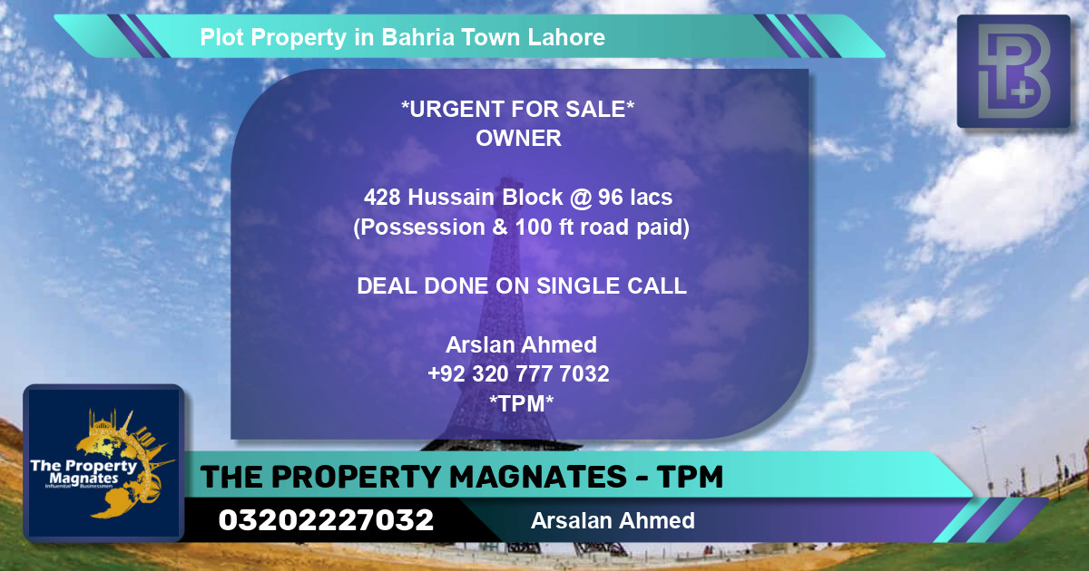 Residential Plot for Sale in Bahria Town, Lahore - (BP-49138)