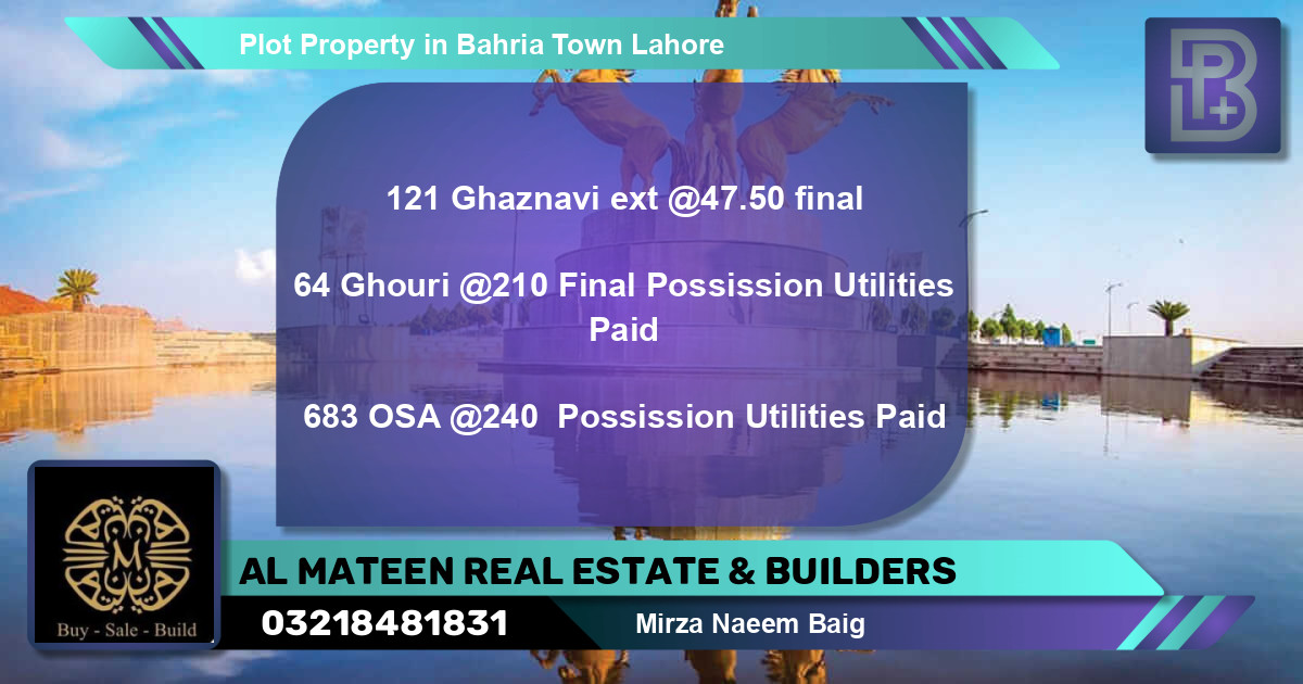 Residential Plot for Sale in Bahria Town, Lahore - (BP-49185)