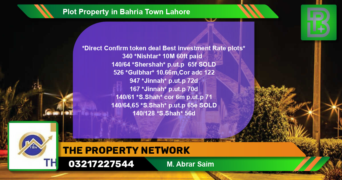 Residential Plot for Sale in Bahria Town, Lahore - (BP-49207)
