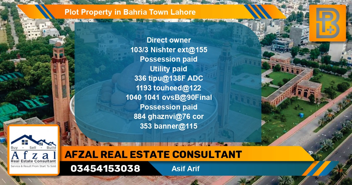 Residential Plot for Sale in Bahria Town, Lahore - (BP-49209)