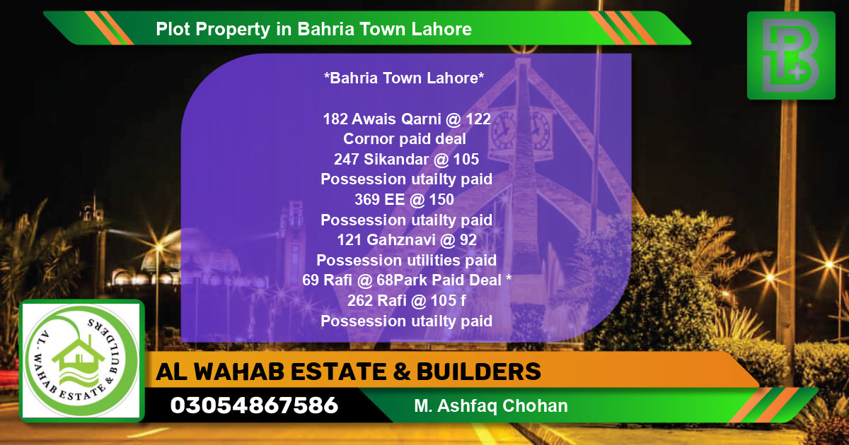 Residential Plot for Sale in Bahria Town, Lahore - (BP-49218)