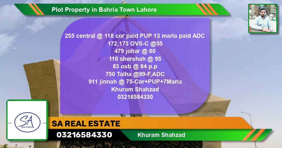 Residential Plot for Sale in Bahria Town, Lahore - (BP-49240)