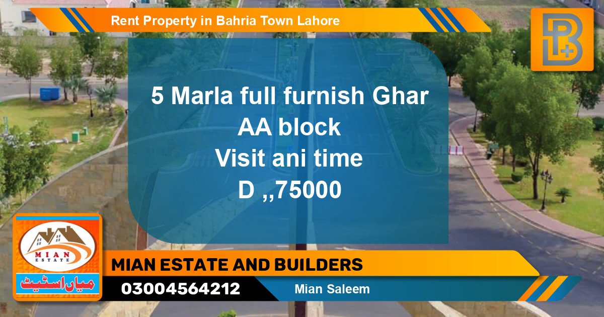 Residential Property for Rent in Bahria Town, Lahore - (BP-49255)
