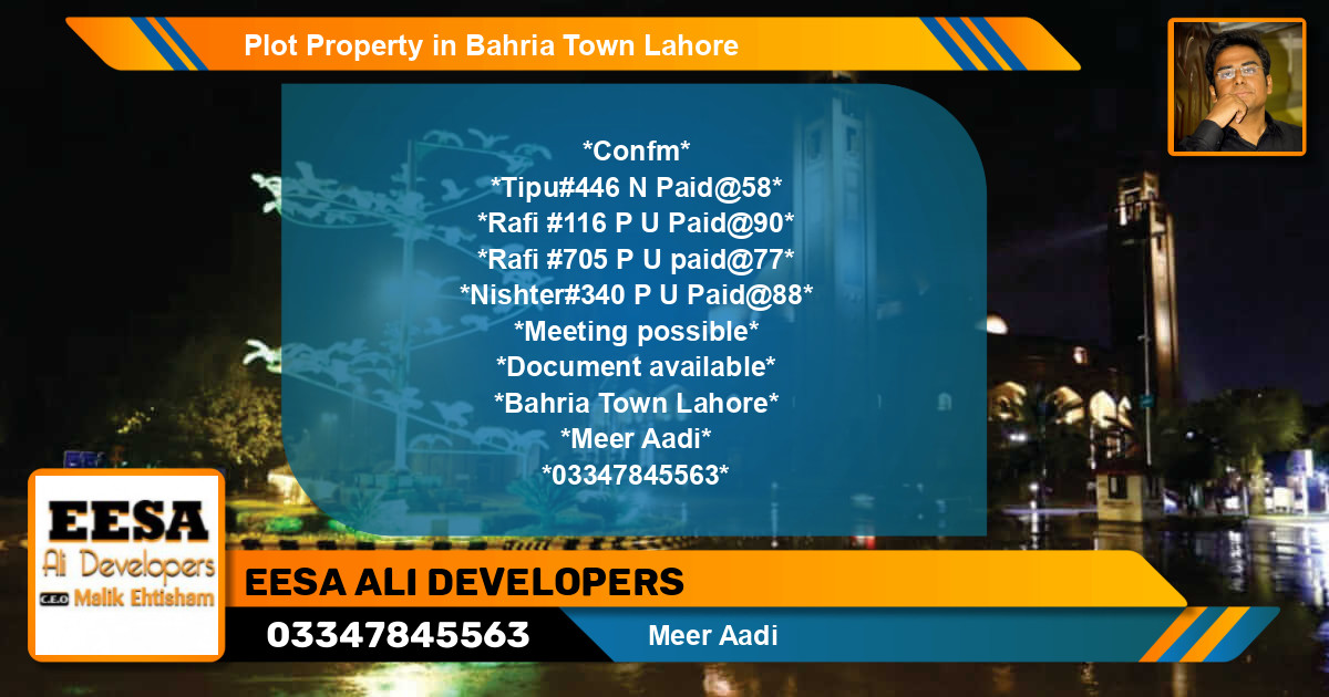 Residential Plot for Sale in Bahria Town, Lahore - (BP-49266)