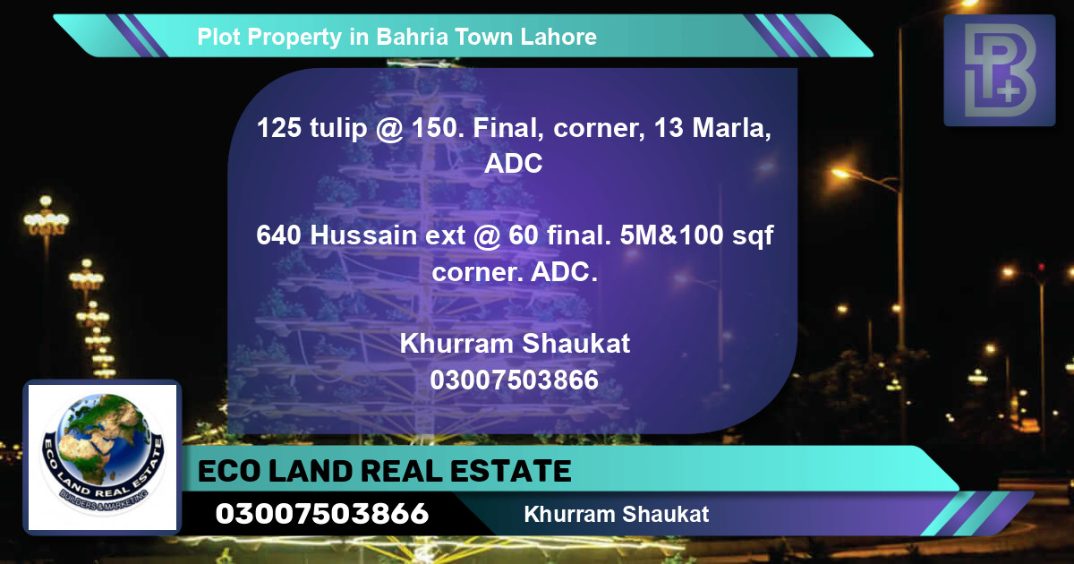 Residential Plot for Sale in Bahria Town, Lahore - (BP-49277)