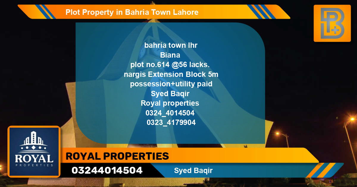 Residential Plot for Sale in Bahria Town, Lahore - (BP-49287)