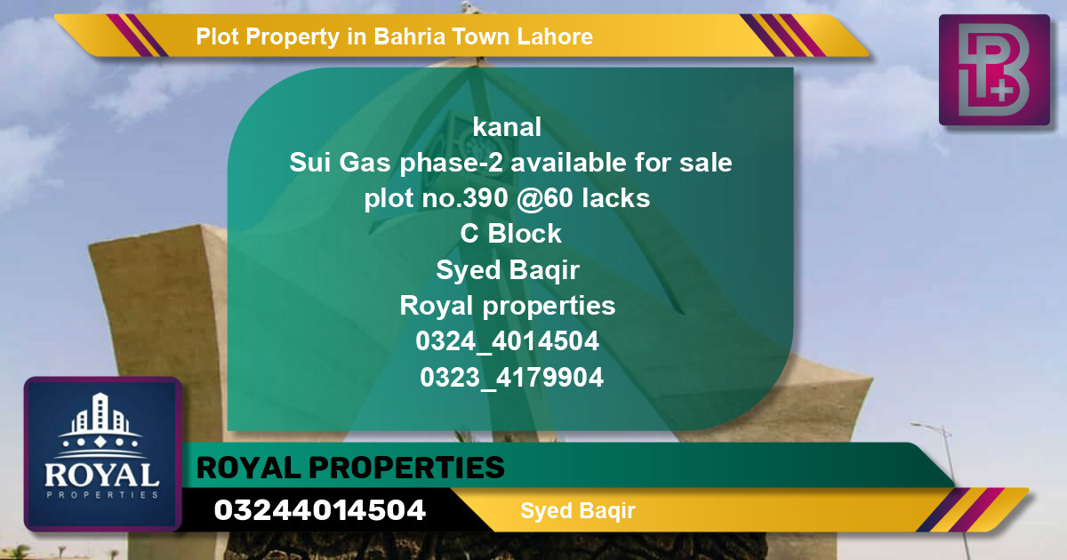 Residential Plot for Sale in Bahria Town, Lahore - (BP-49298)