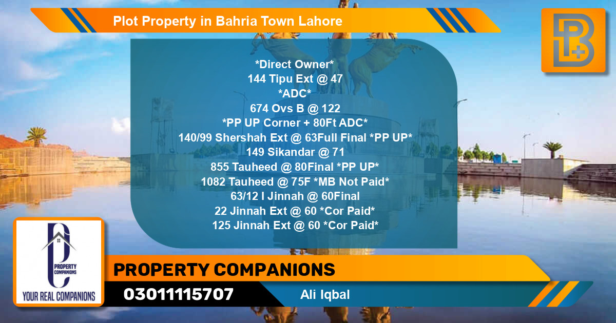 Residential Plot for Sale in Bahria Town, Lahore - (BP-49299)