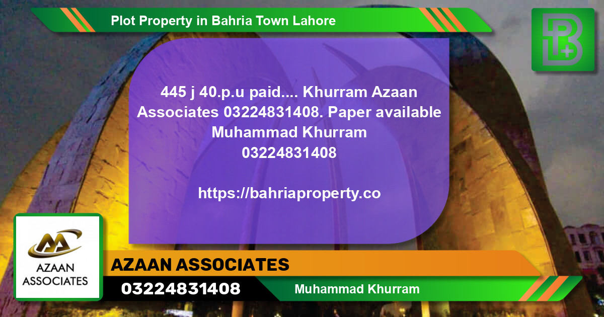 Residential Plot for Sale in Bahria Town, Lahore - (BP-49303)