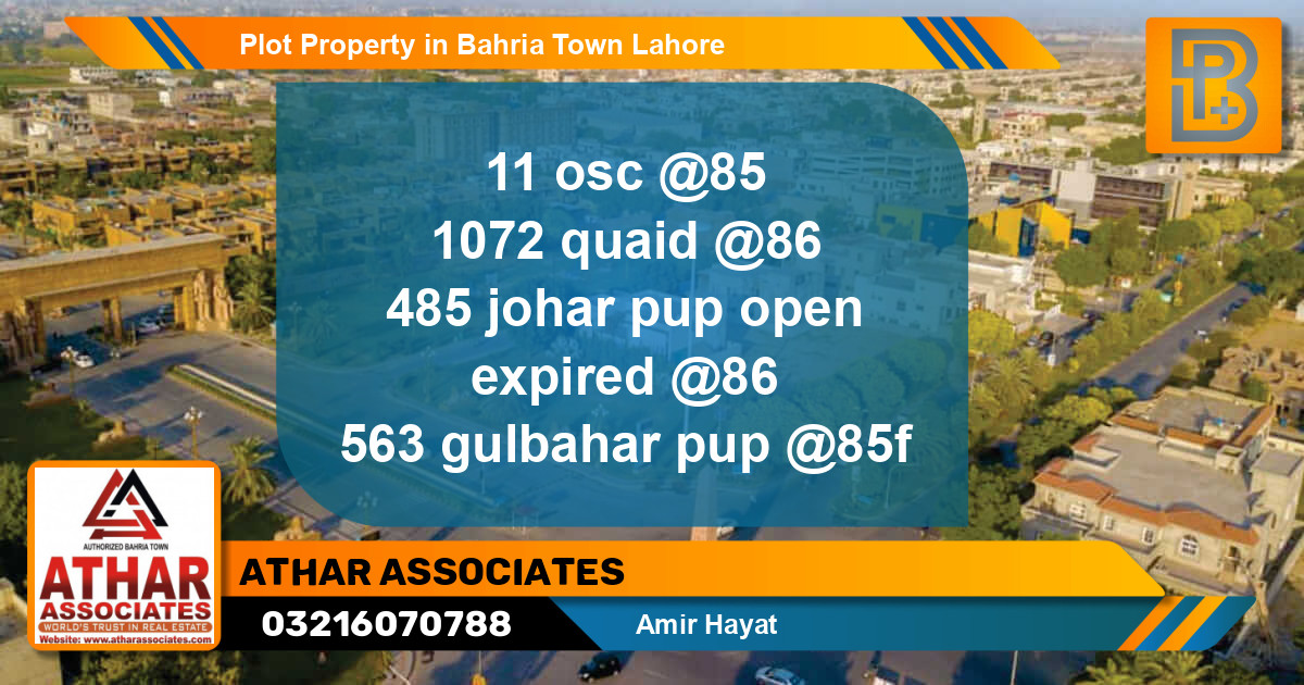 Residential Plot for Sale in Bahria Town, Lahore - (BP-49355)
