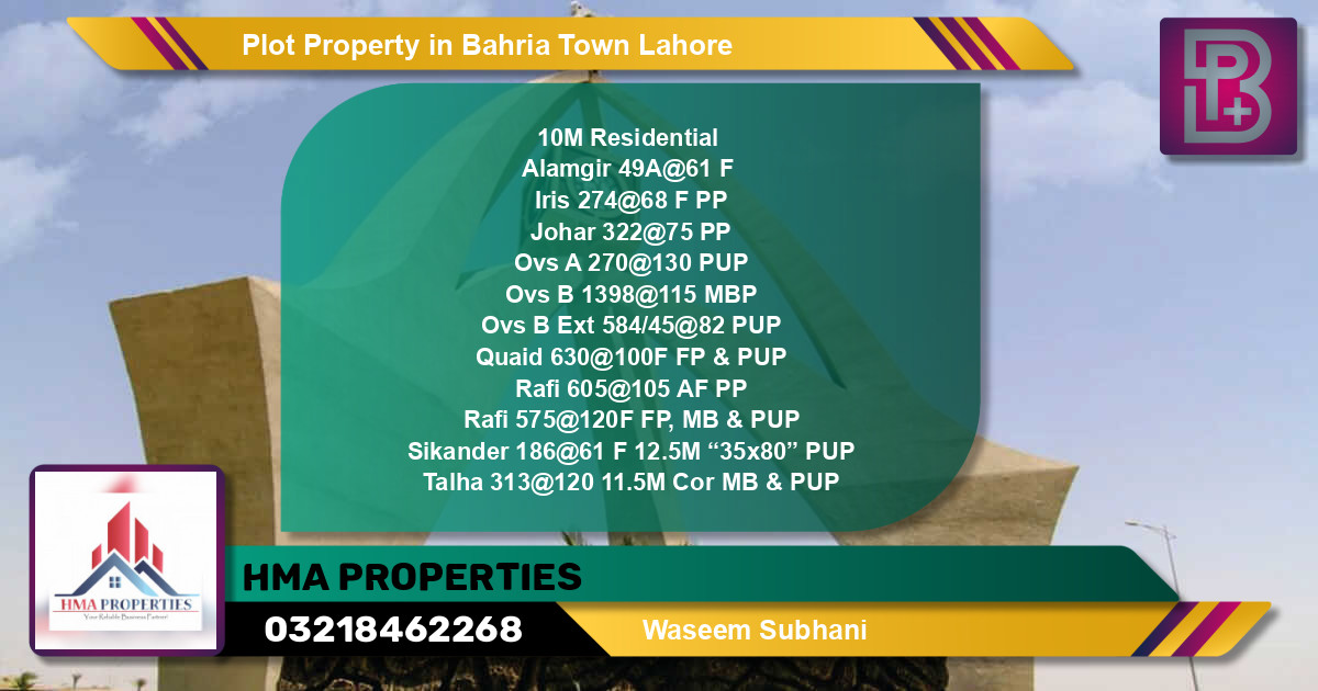 Residential Plot for Sale in Bahria Town, Lahore - (BP-49367)