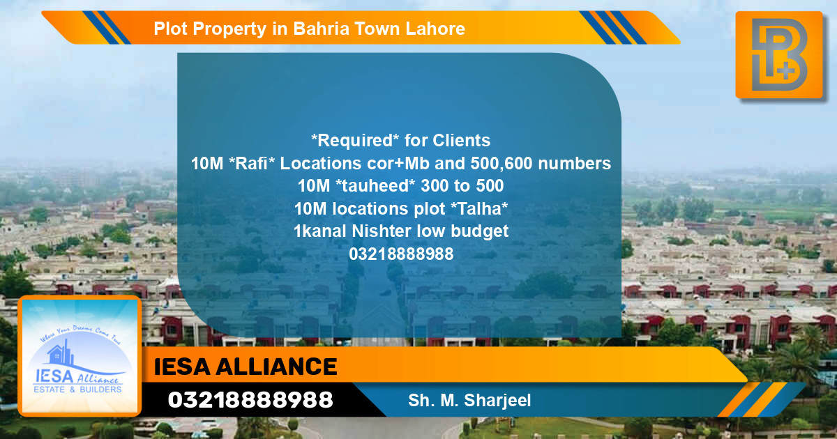 Residential Plot for Sale in Bahria Town, Lahore - (BP-49463)