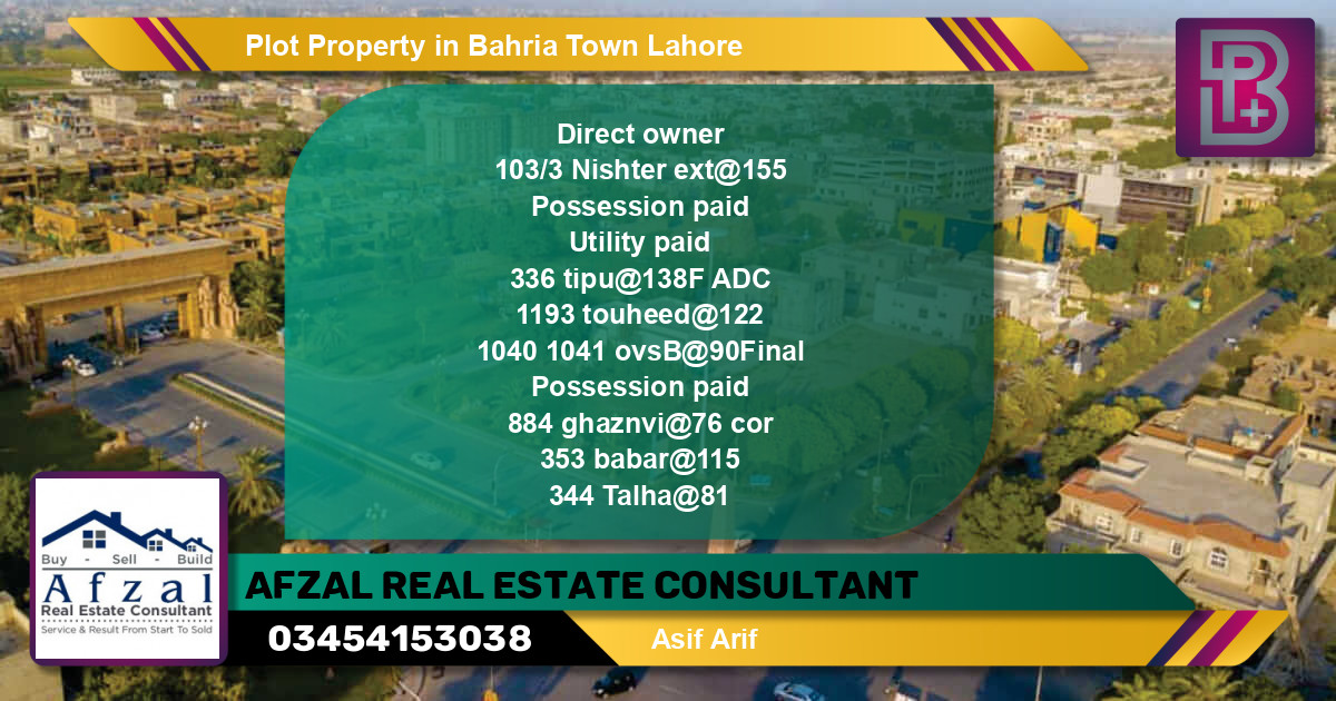 Residential Plot for Sale in Bahria Town, Lahore - (BP-49490)