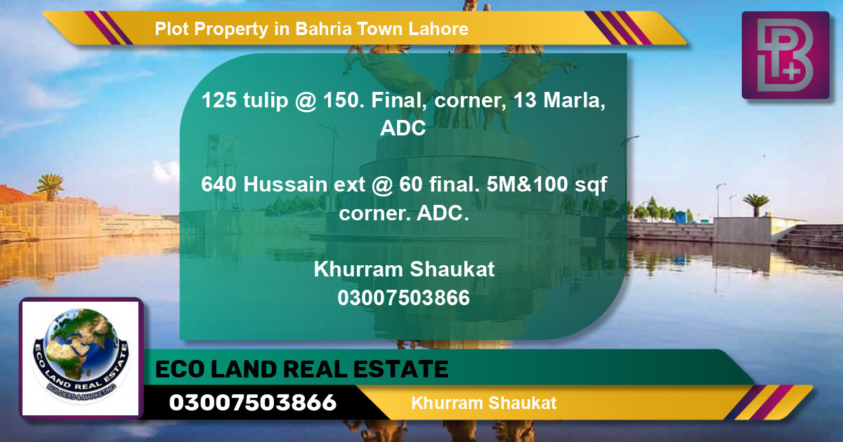 Residential Plot for Sale in Bahria Town, Lahore - (BP-49494)