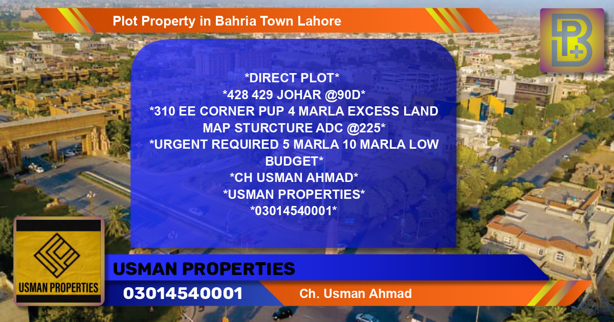 Residential Plot for Sale in Bahria Town, Lahore - (BP-49584)