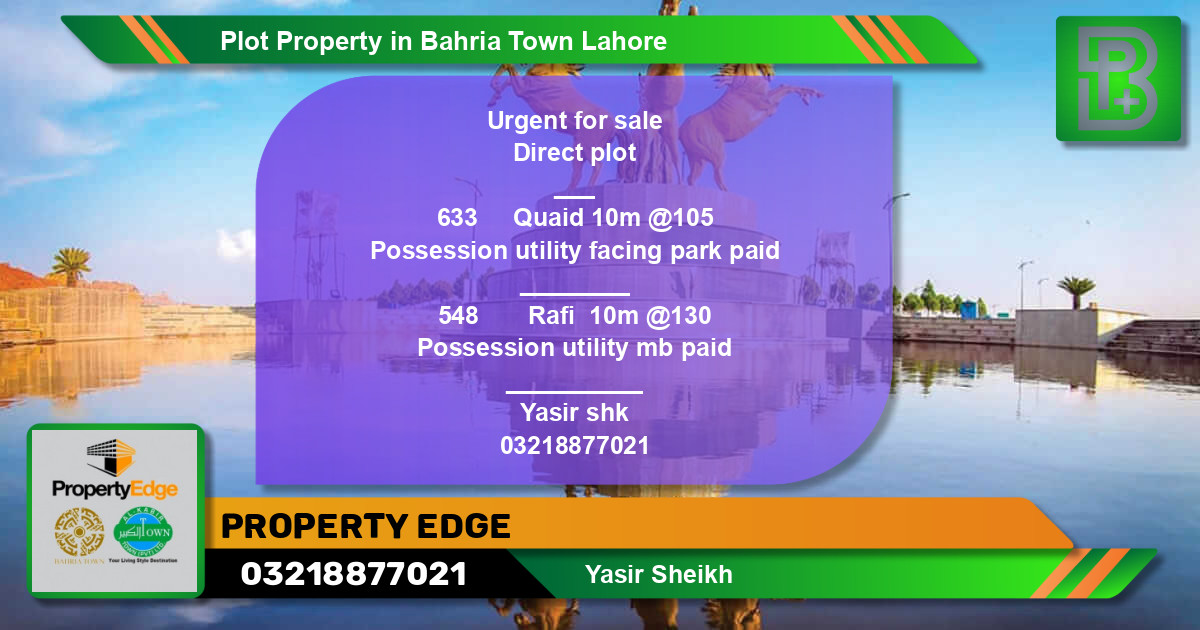 Residential Plot for Sale in Bahria Town, Lahore - (BP-49609)