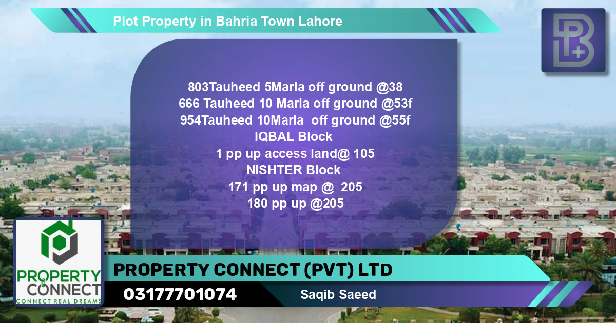 Residential Plot for Sale in Bahria Town, Lahore - (BP-49618)