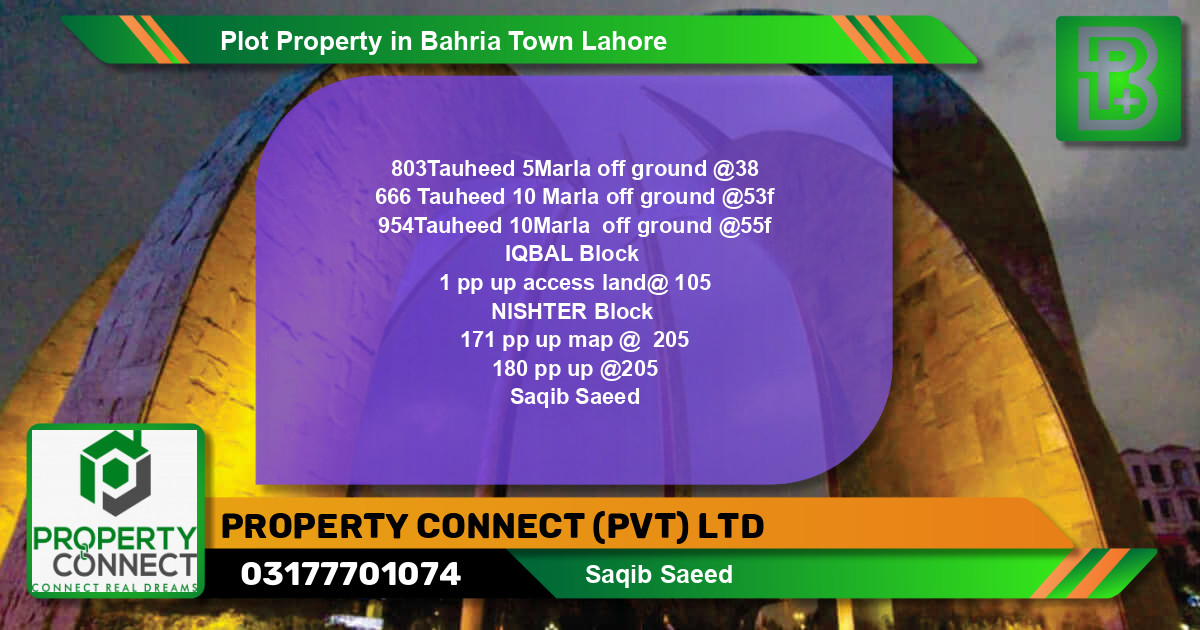 Residential Plot for Sale in Bahria Town, Lahore - (BP-49643)