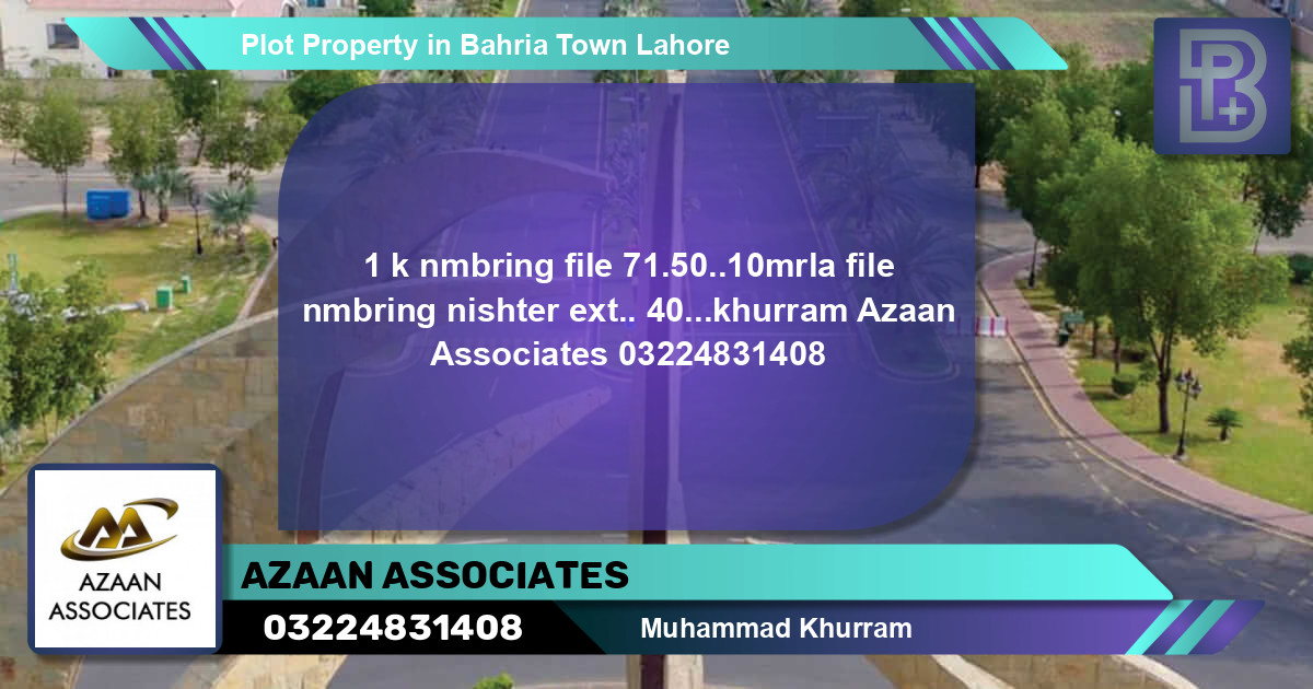 Residential Plot for Sale in Bahria Town, Lahore - (BP-49698)