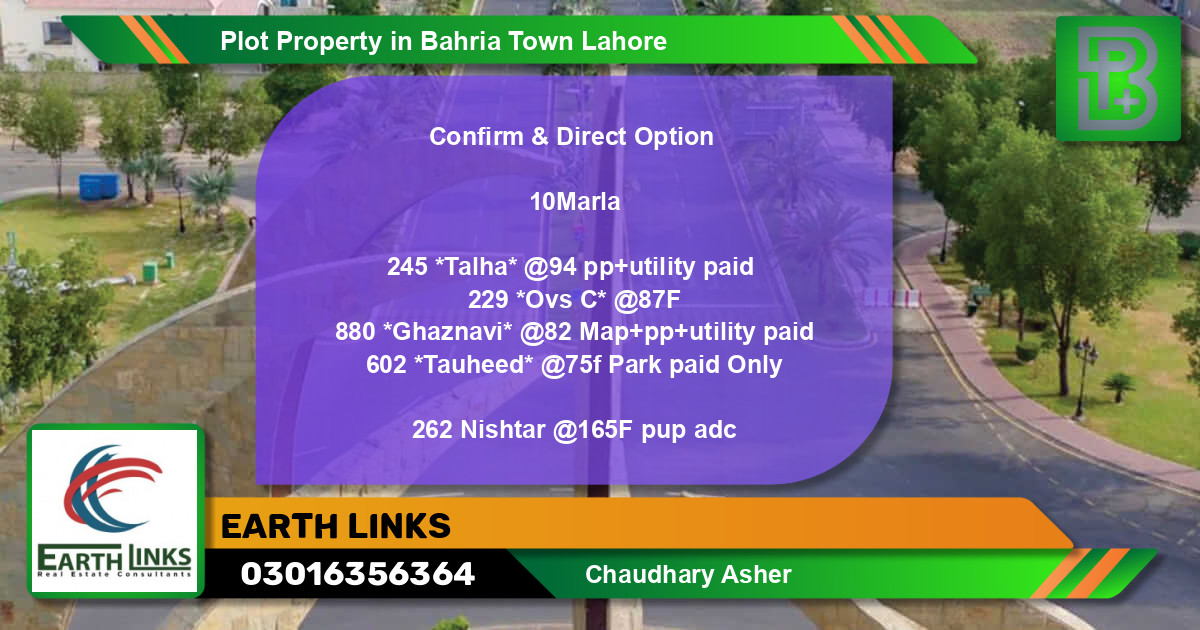 Residential Plot for Sale in Bahria Town, Lahore - (BP-49727)