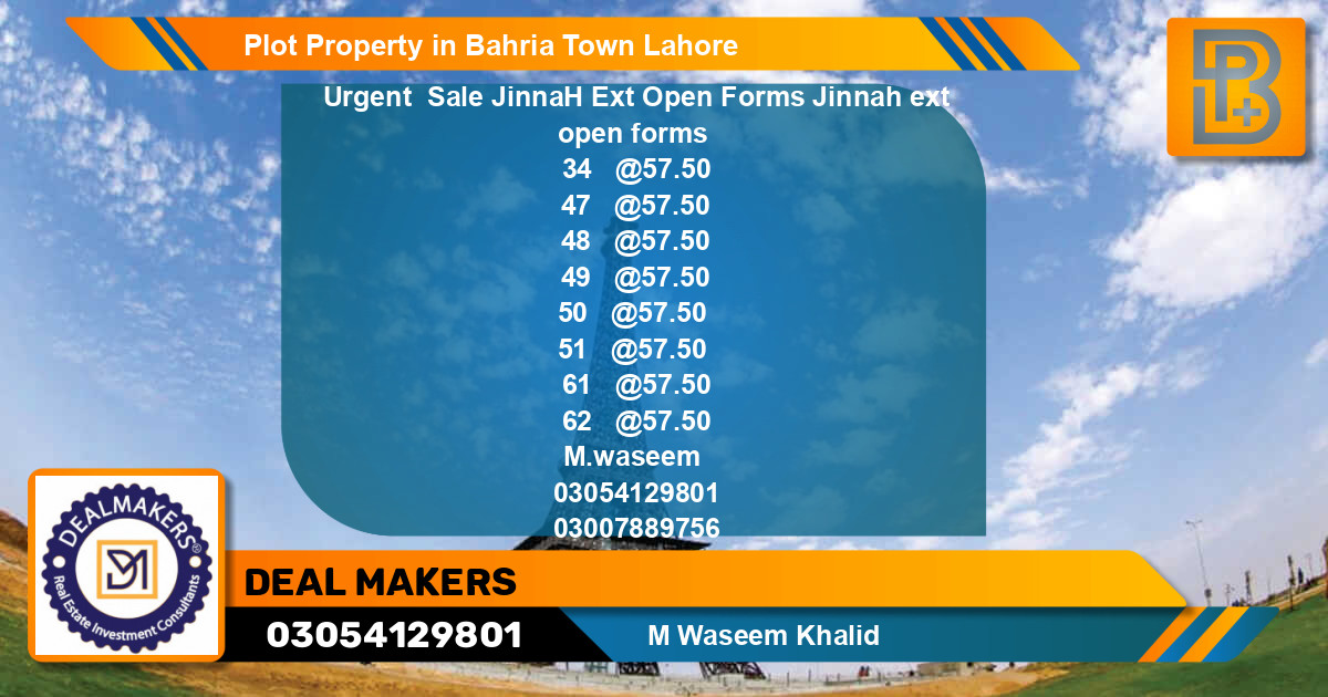 Residential Plot for Sale in Bahria Town, Lahore - (BP-49761)