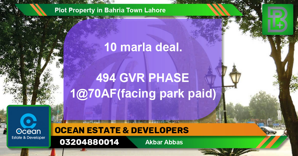 Residential Plot for Sale in Bahria Town, Lahore - (BP-49802)