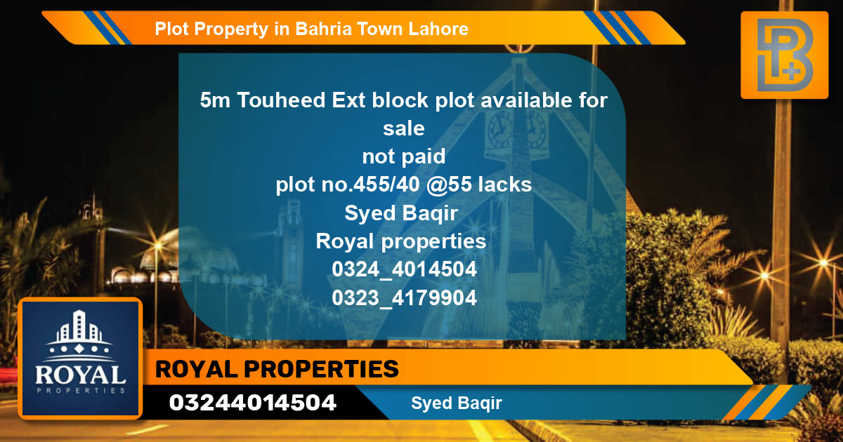 Residential Plot for Sale in Bahria Town, Lahore - (BP-49812)