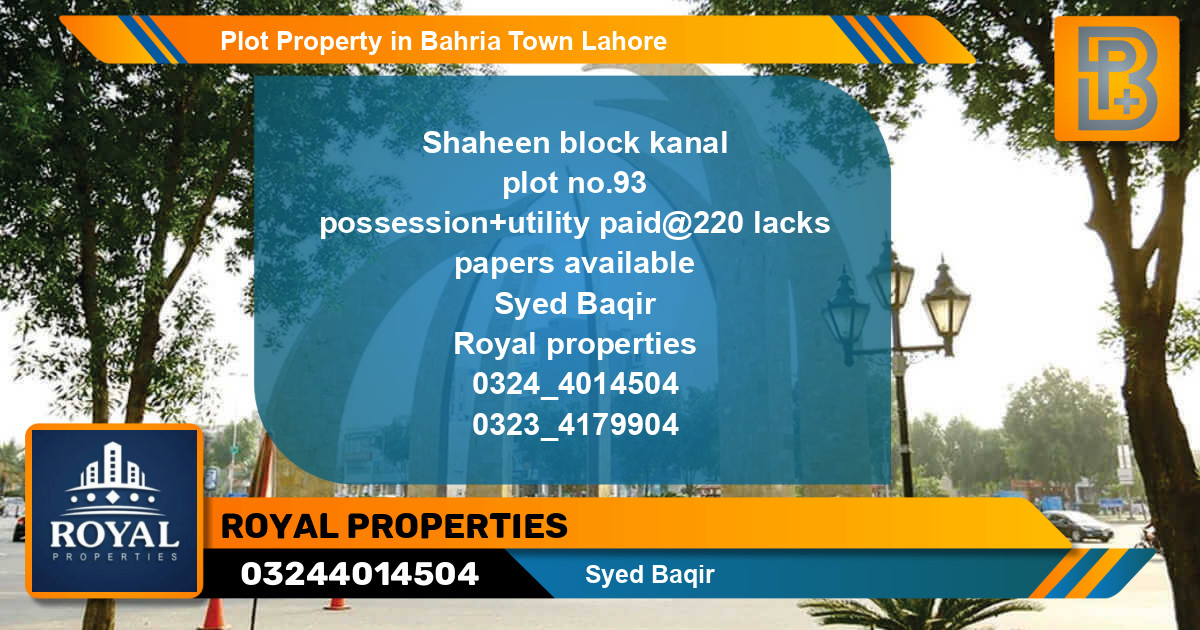 Residential Plot for Sale in Bahria Town, Lahore - (BP-49813)