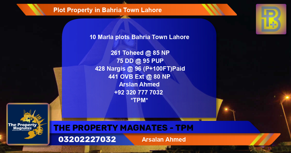Residential Plot for Sale in Bahria Town, Lahore - (BP-49832)