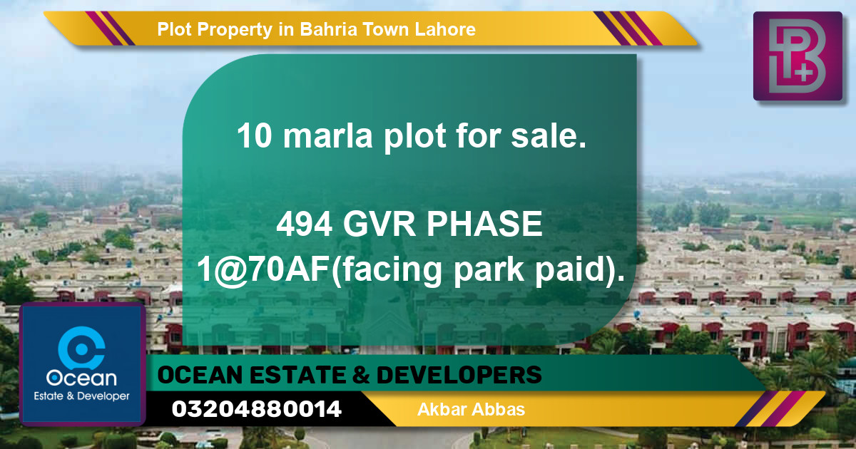 Residential Plot for Sale in Bahria Town, Lahore - (BP-49910)
