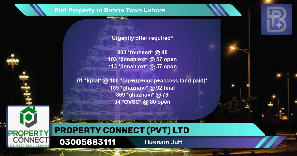 Residential Plot for Sale in Bahria Town, Lahore - (BP-49913)