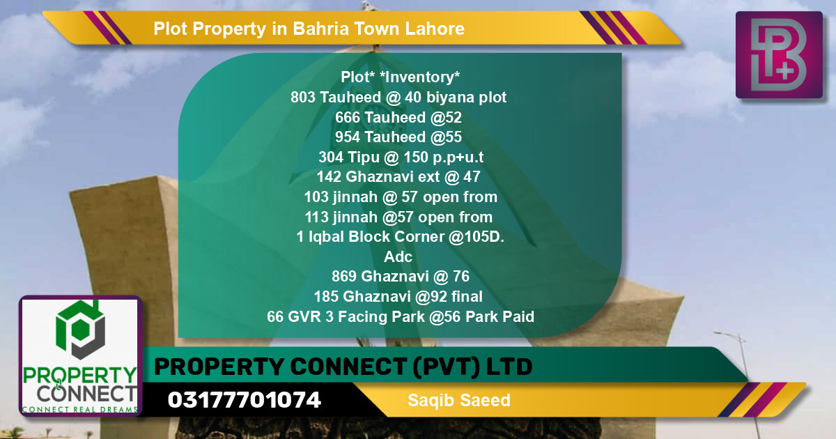 Residential Plot for Sale in Bahria Town, Lahore - (BP-49924)