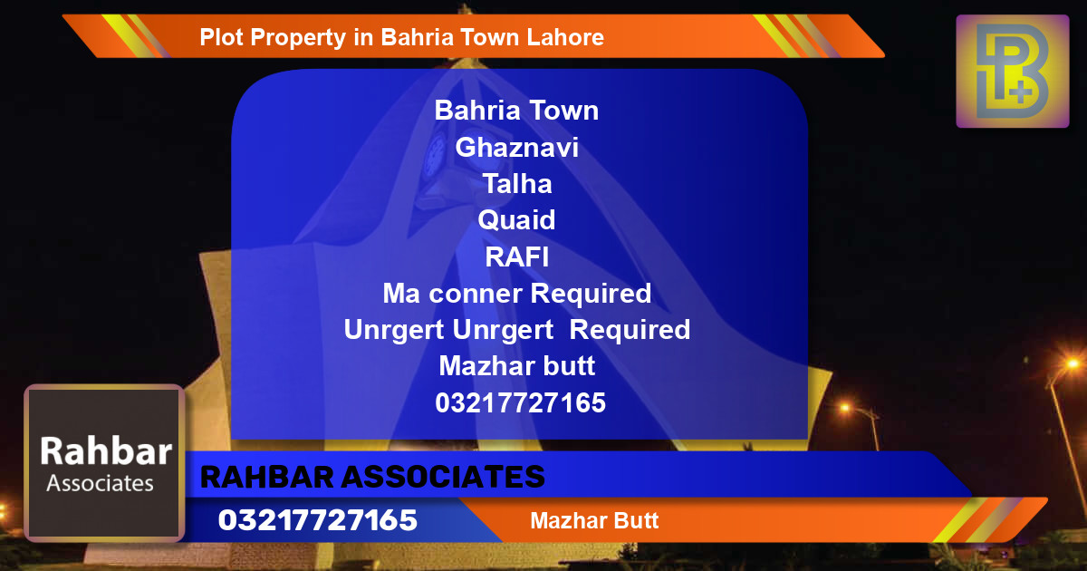 Residential Plot for Sale in Bahria Town, Lahore - (BP-49932)