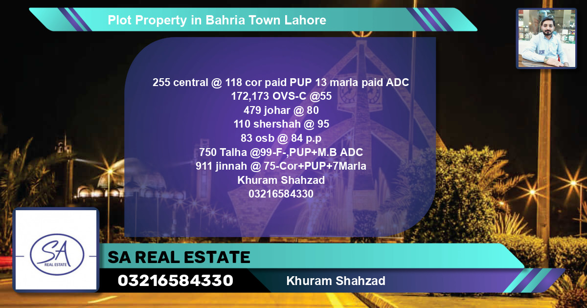 Residential Plot for Sale in Bahria Town, Lahore - (BP-49945)