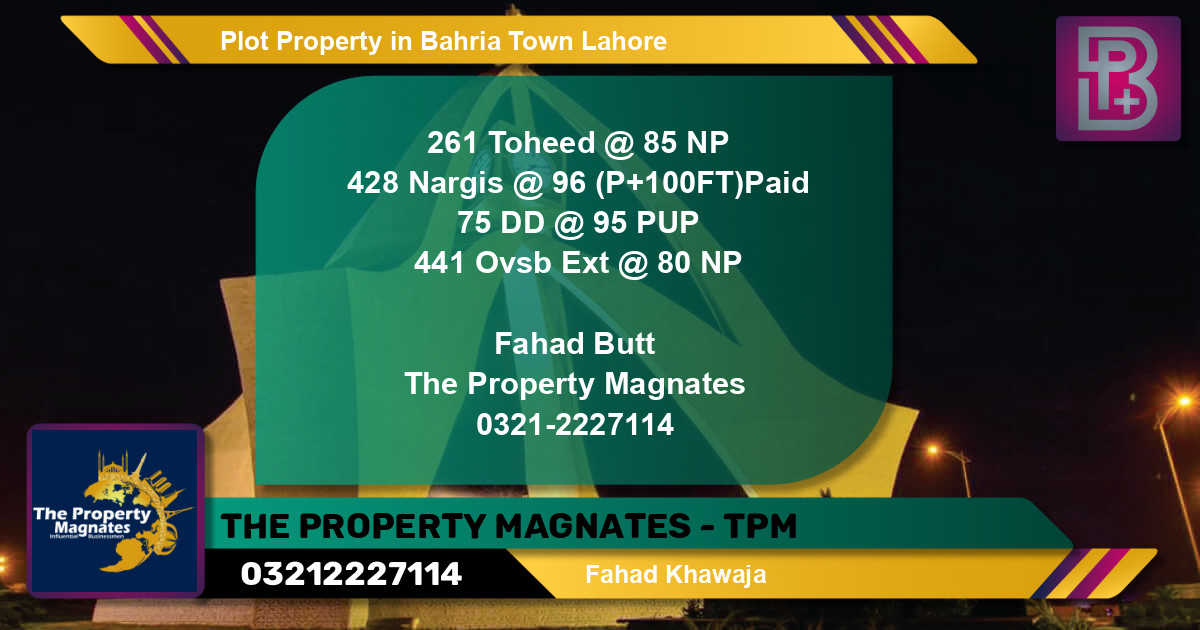 Residential Plot for Sale in Bahria Town, Lahore - (BP-49953)