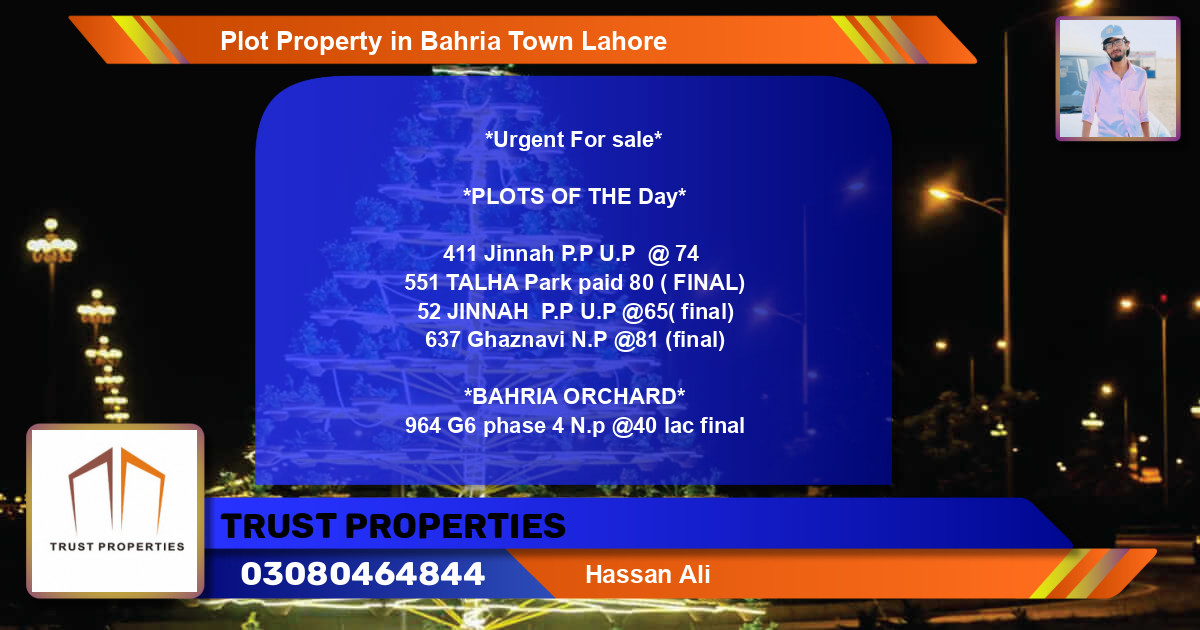 Residential Plot for Sale in Bahria Town, Lahore - (BP-50009)