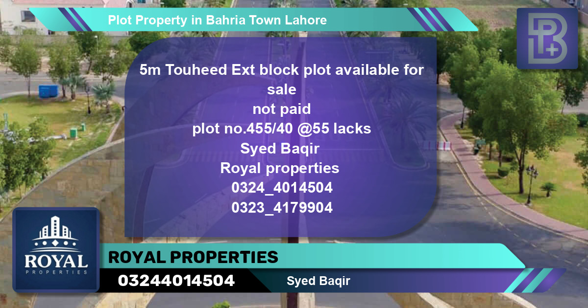 Residential Plot for Sale in Bahria Town, Lahore - (BP-50023)