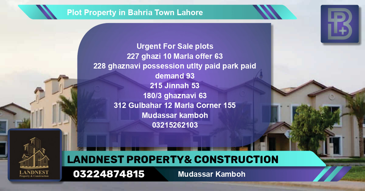 Residential Plot for Sale in Bahria Town, Lahore - (BP-50057)