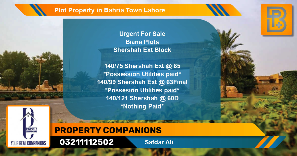 Residential Plot for Sale in Bahria Town, Lahore - (BP-50059)