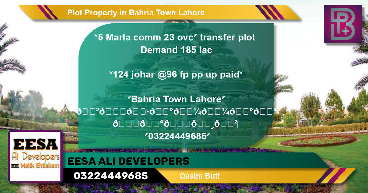 Residential Plot for Sale in Bahria Town, Lahore - (BP-50083)