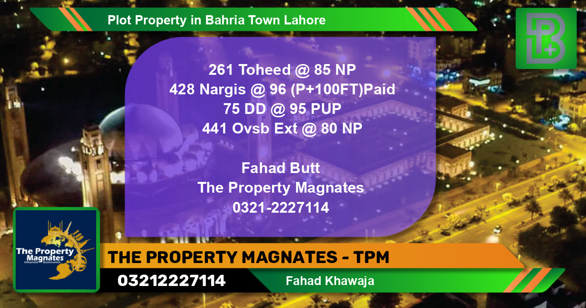 Residential Plot for Sale in Bahria Town, Lahore - (BP-50088)