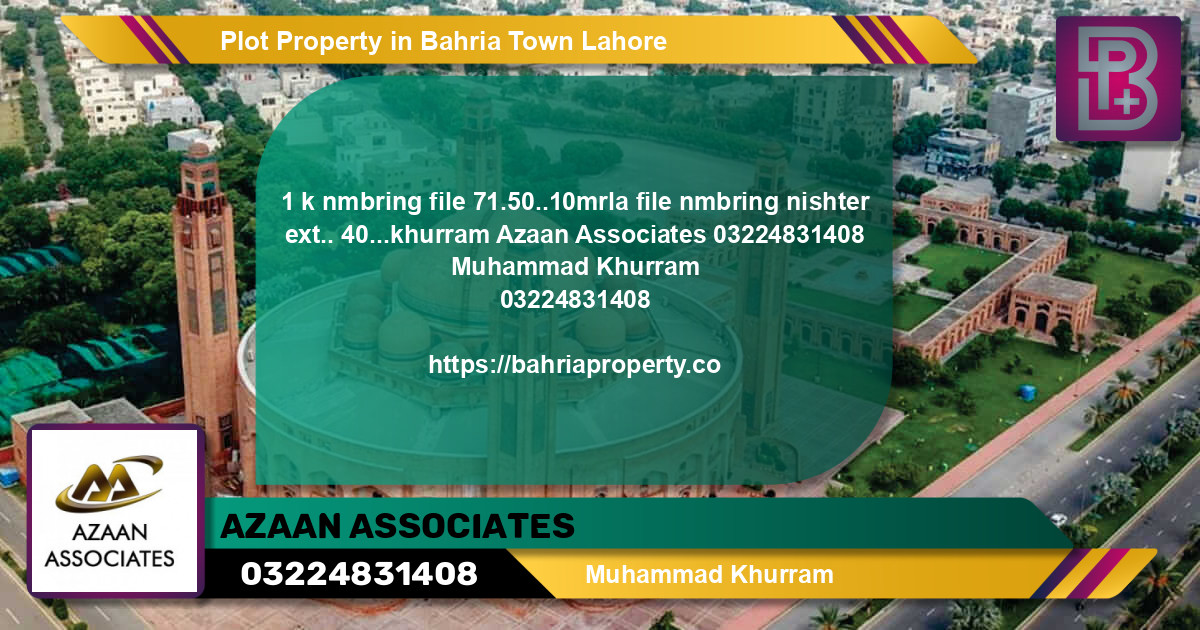 Residential Plot for Sale in Bahria Town, Lahore - (BP-50105)