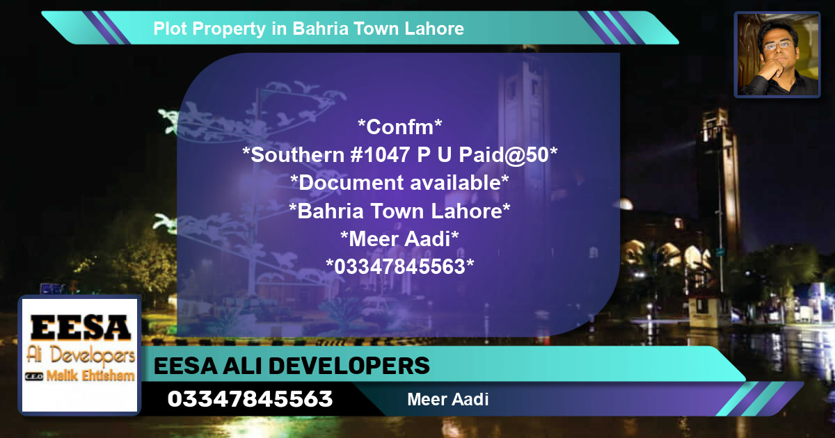 Residential Plot for Sale in Bahria Town, Lahore - (BP-50112)
