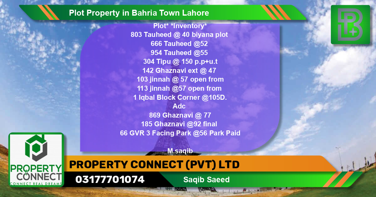 Residential Plot for Sale in Bahria Town, Lahore - (BP-50122)
