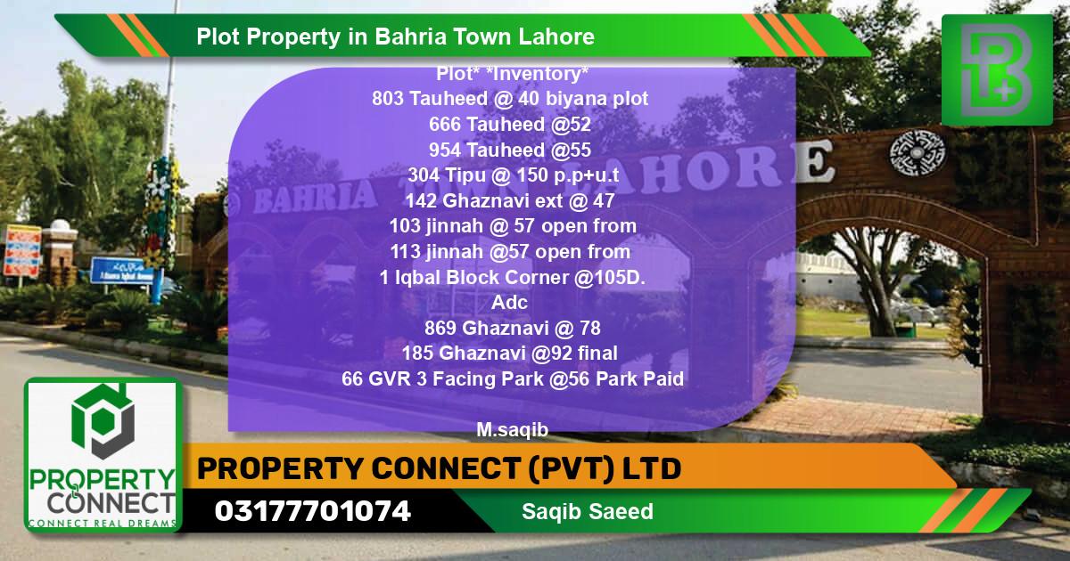 Residential Plot for Sale in Bahria Town, Lahore - (BP-50166)